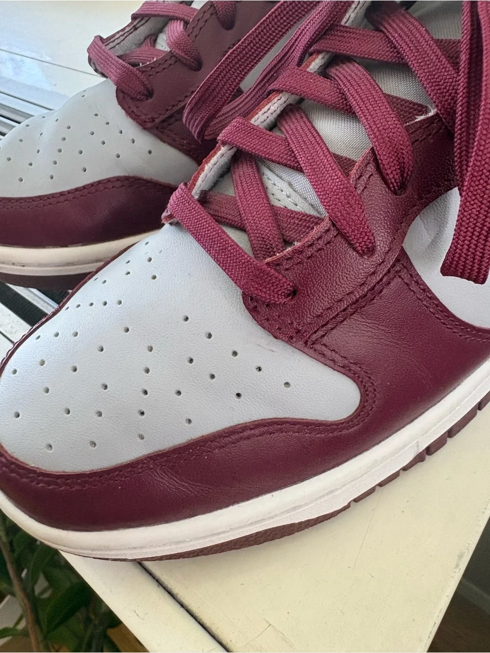 Nike 2022 Dunk High Dark Beetroot Burgundy Grey Sneakers Size 10 - Pristine